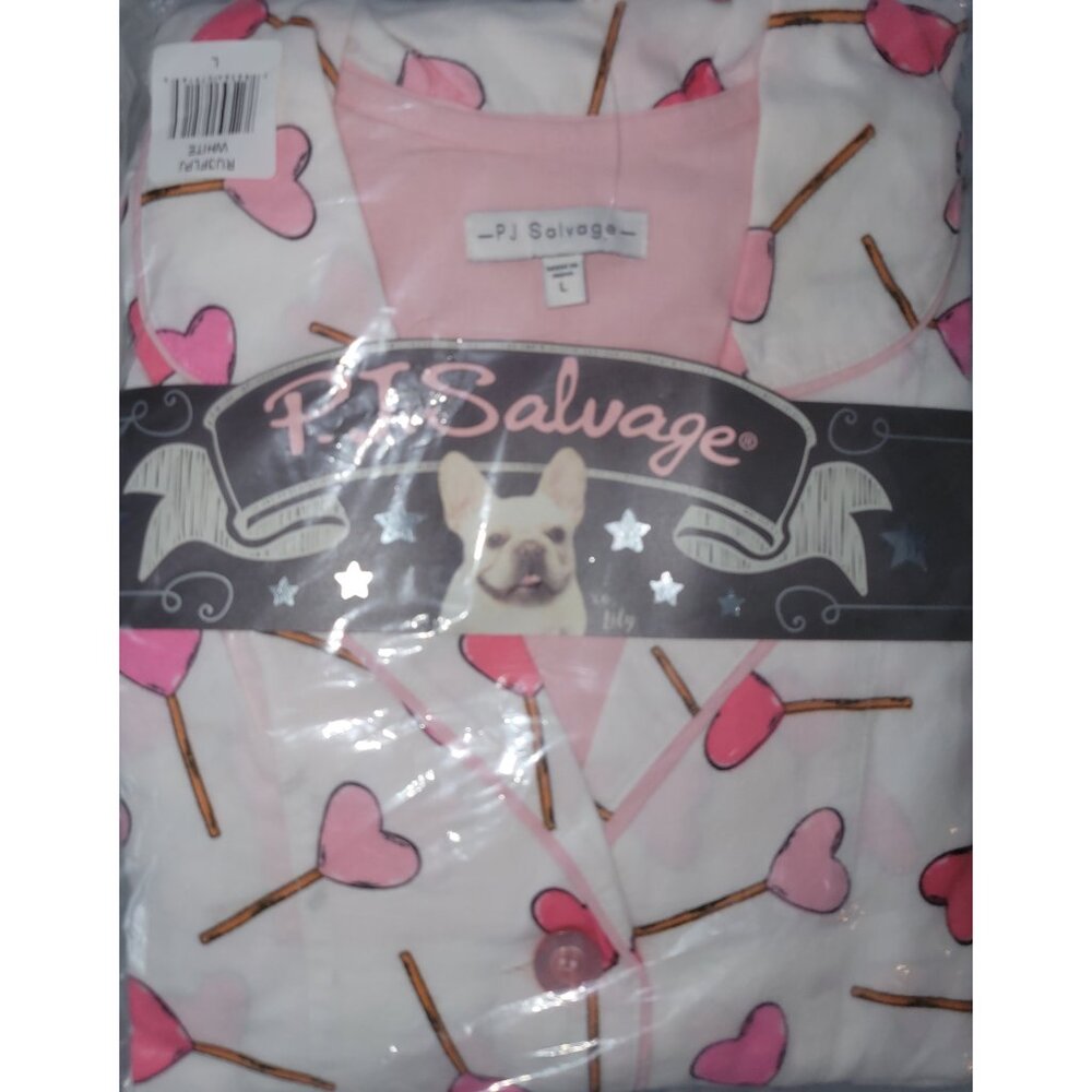 PJ Salvage Flannel Pajama Set Heart Lollipop | Large | NWT